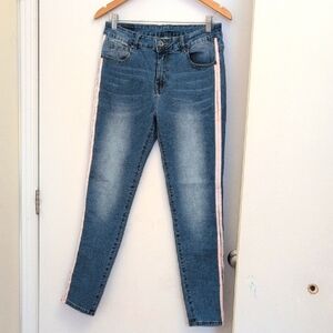 Women's Blue Jeans with Pink Stripe Size Large